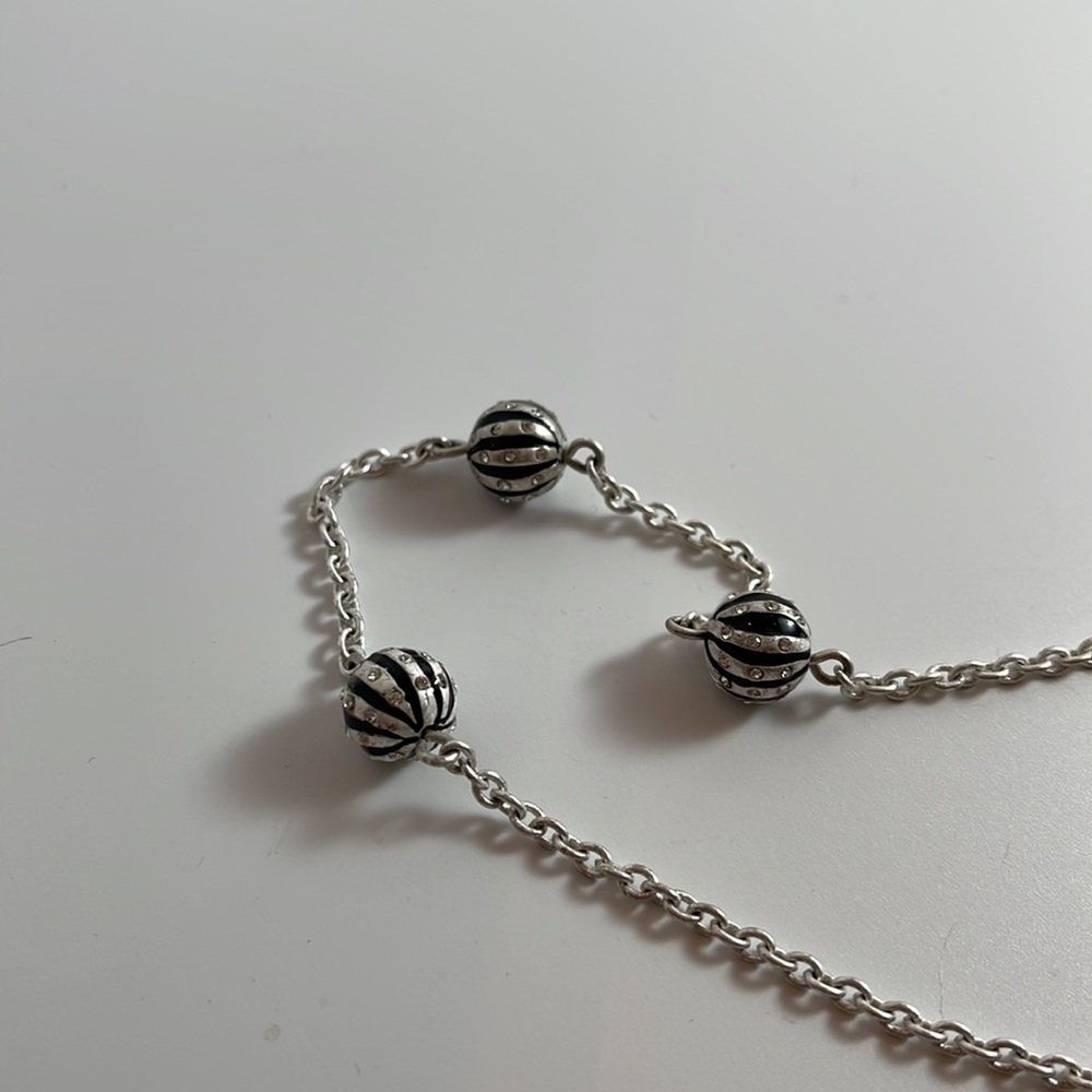 Baskin Brothers Silver Tone Chain Black Sphere Rhinestones Necklace w/ earrings - Picture 12 of 14